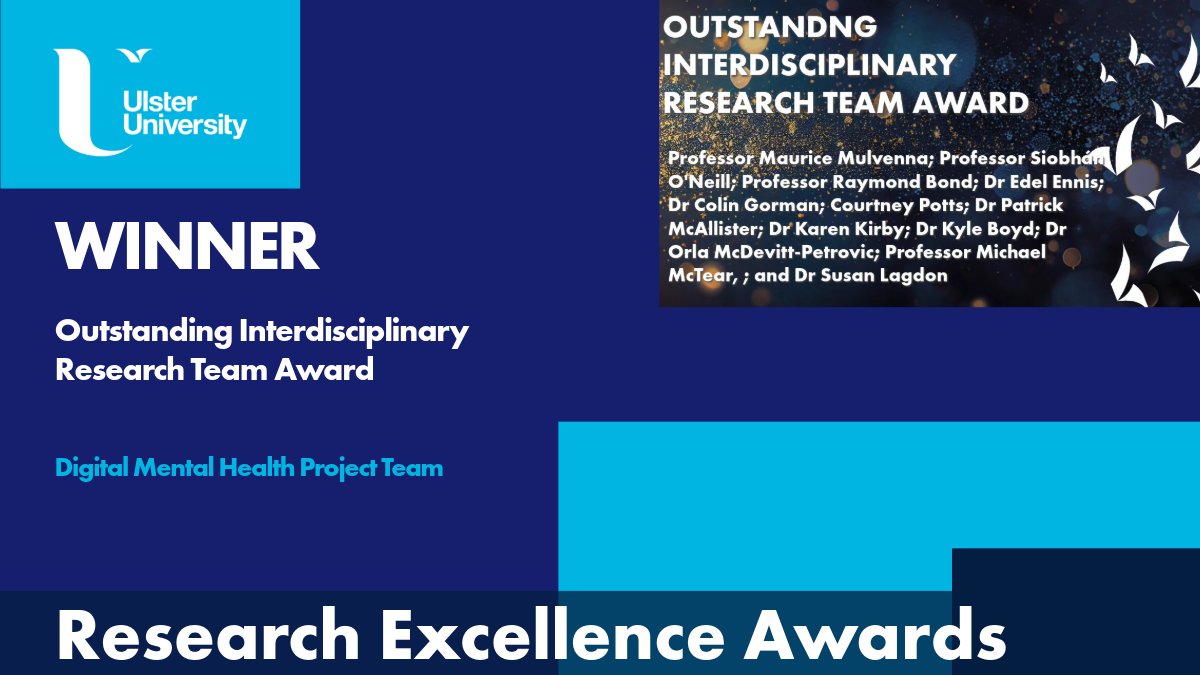 Our next award is for The Outstanding Interdisciplinary Research Team. Congratulations to the Digital Mental Health Project Team, who research, query & demonstrate the value of digital technology to support mental health & wellbeing. #ProudOfUU