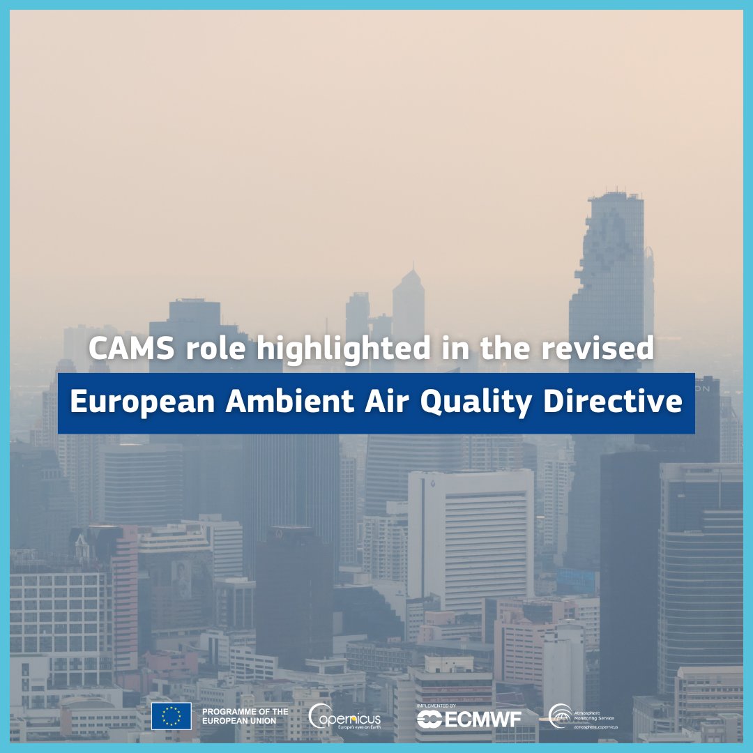 🌬️📈#AirPollution remains a major environmental cause of preventable deaths in the #EU. The revised Ambient Air Quality Directives on new measures to improve #AirQuality in the EU, highlights the role of CAMS. For more 👉 atmosphere.copernicus.eu/cams-role-high…