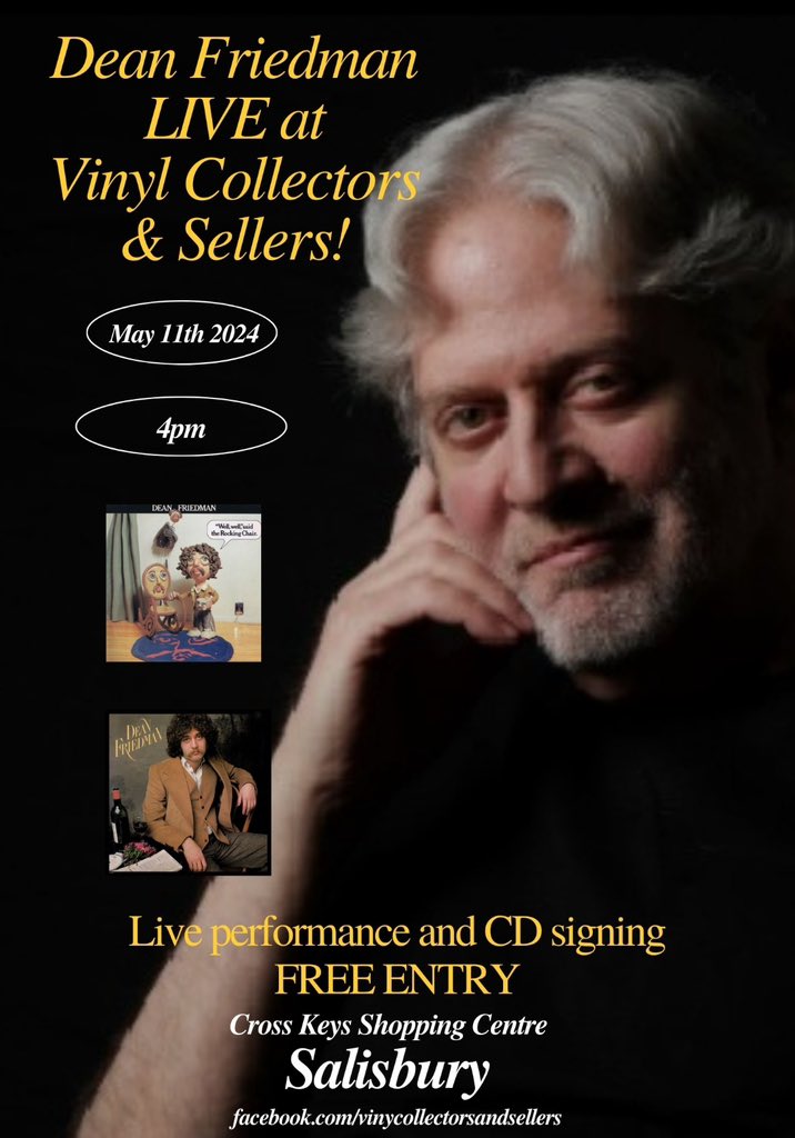 Dean Friedman will be making a special appearance at Vinyl Collectors & Sellers in Salisbury city centre this Saturday! Come by and say hi!