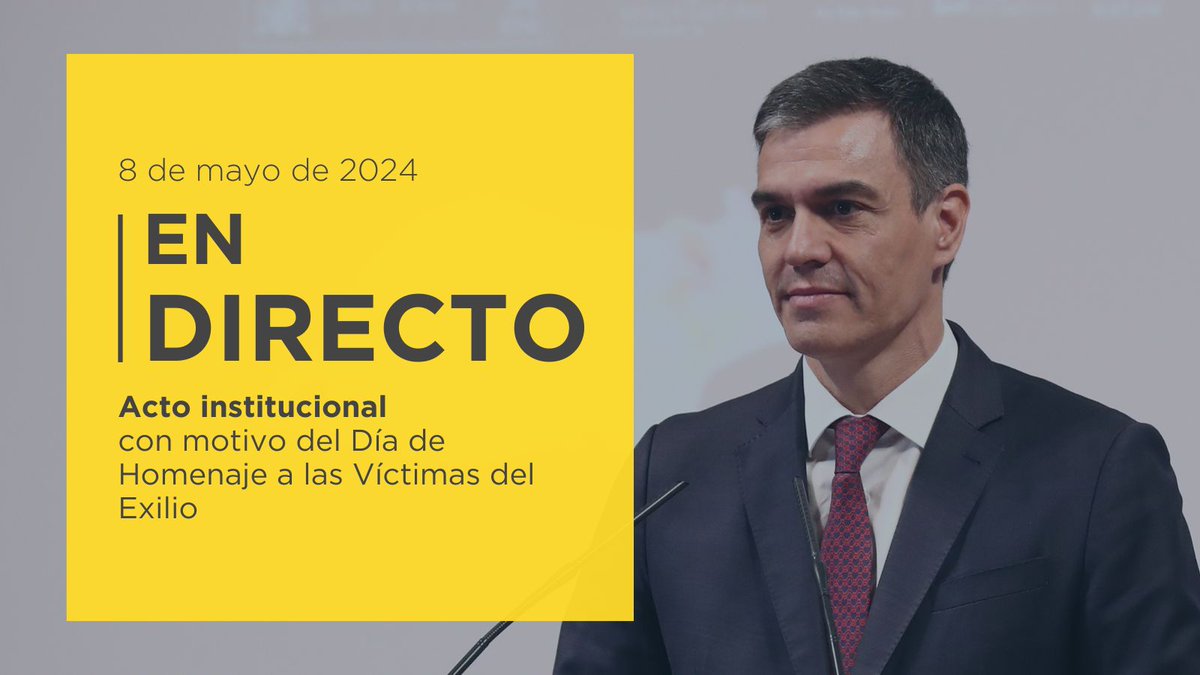 El jefe del Ejecutivo, @sanchezcastejon, preside el acto institucional con motivo del Día de Homenaje a las Víctimas del Exilio, en Alicante. ▶Síguelo en directo en nuestras redes y web⤵ lamoncloa.gob.es