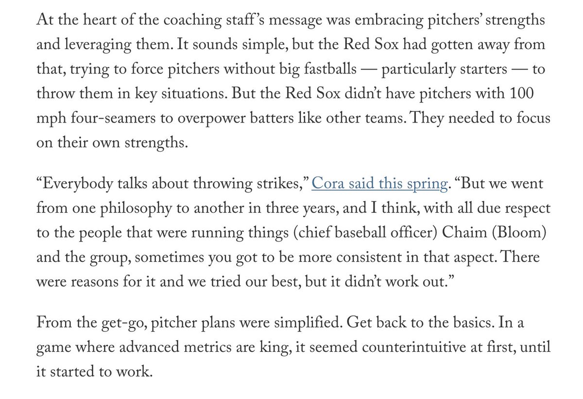 Andrew Bailey has gotten a lot of the credit for turning around Red Sox pitching. One of the first things he and Craig Breslow enforced from the get-go was simple: Leveraging pitchers' best pitches instead of trying to be something they're not theathletic.com/5477871/2024/0…