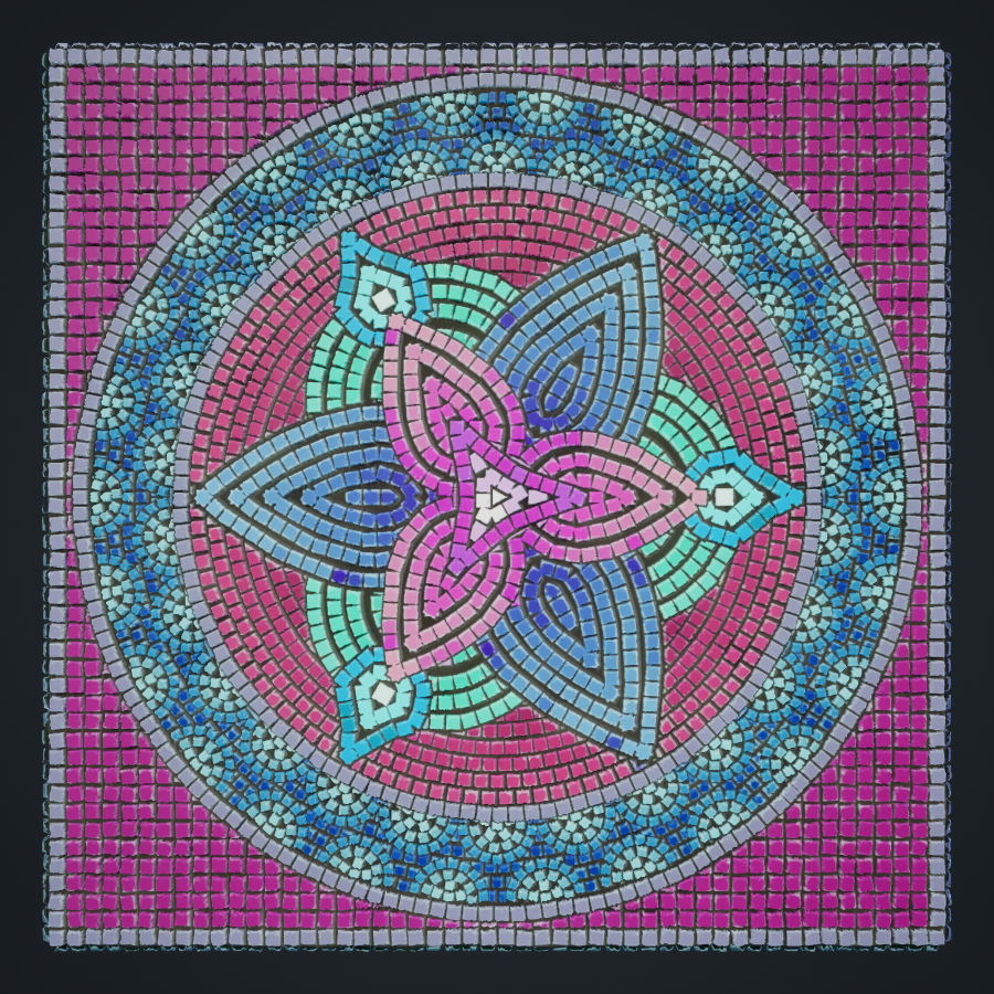 #Mayterials2024 : Mosaic with a pattern inspired by the twilight lily from World of Warcraft @TheClubDiscord #Mosaic #substancedesigner #Mayterials #UnrealEngine5