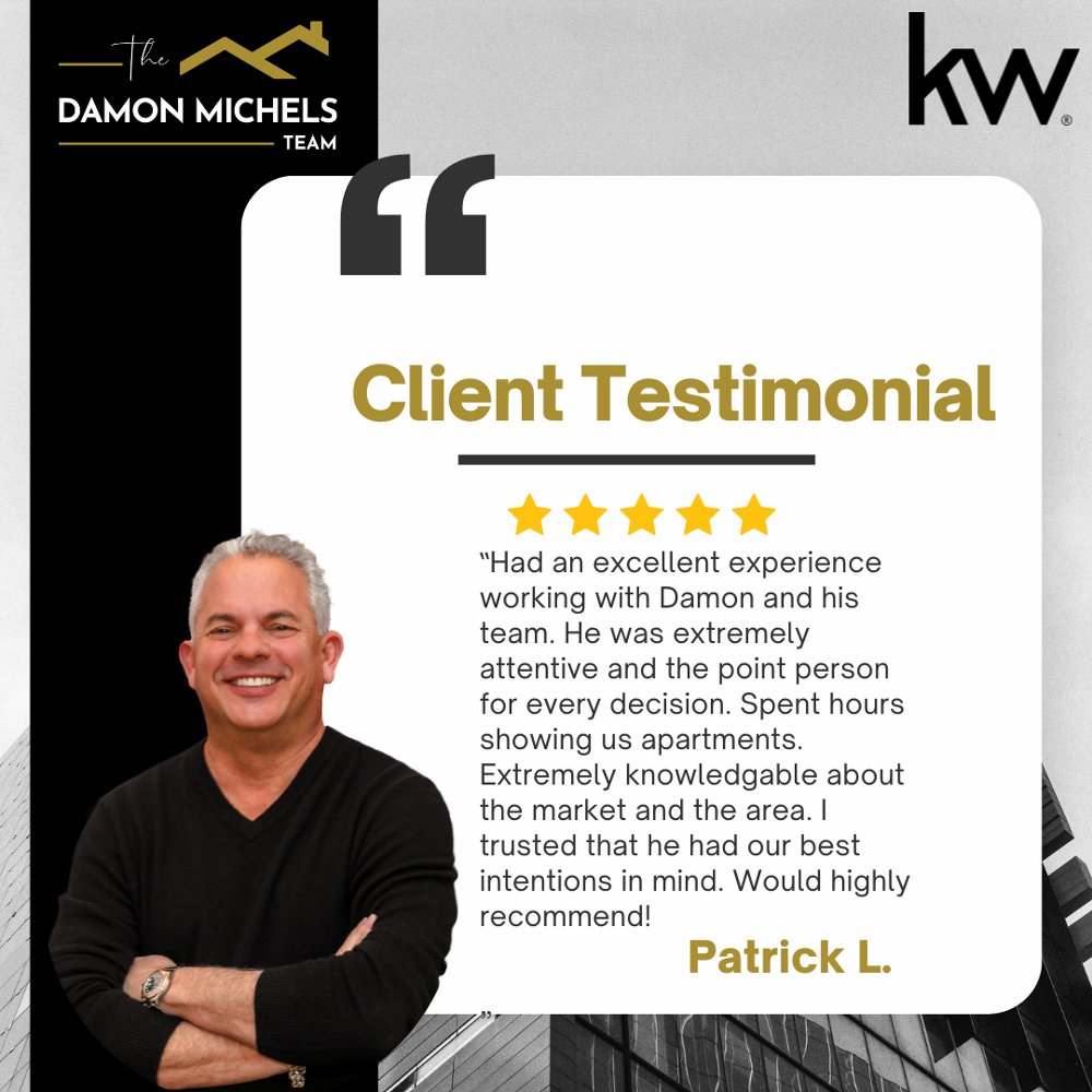 🌟 We're glad to hear about your positive experience with our services! Thank you for the kind words. We're always here to ensure that your real estate transaction goes smoothly and successfully. 
#ClientTestimonial #SatisfiedClient #RealEstate #KWMainLine #TheDamonMichelsTeam