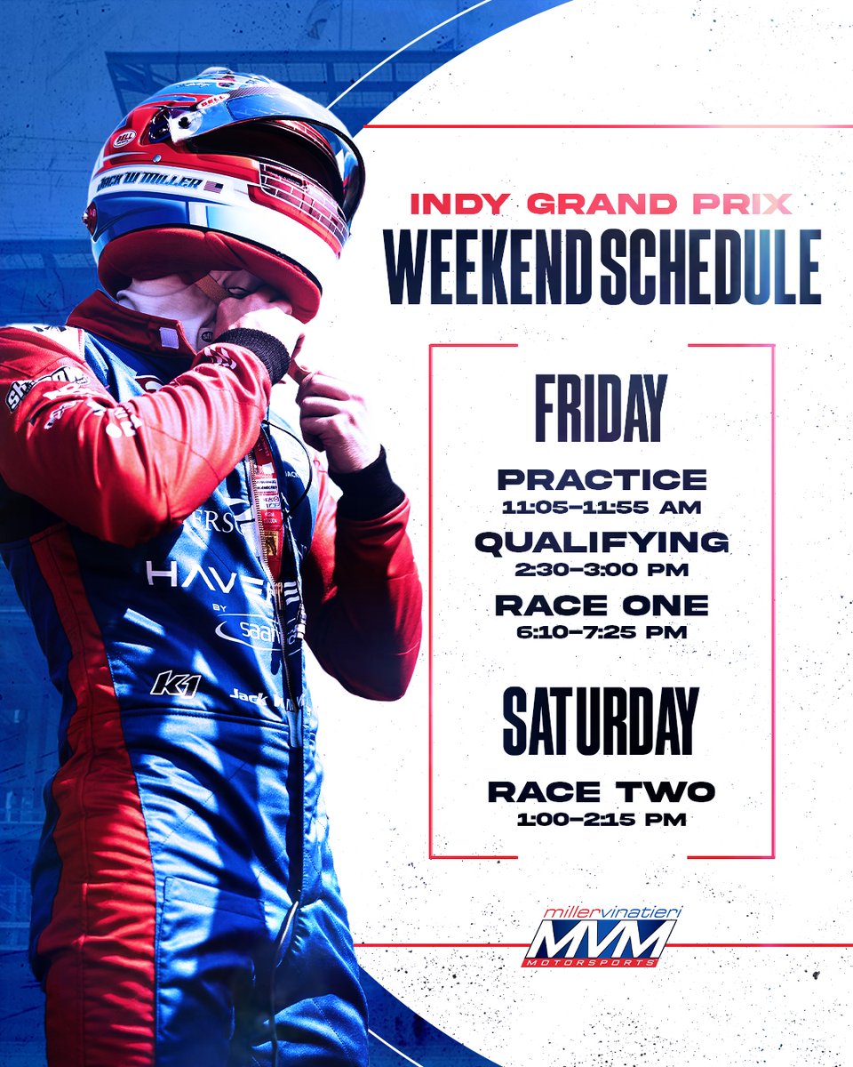 Ready to get to work at our home track this weekend! #MillerVinatieriMotorsports / #MVM / #INDYNXT / @indynxt / @indycar / @firestoneracing / @ims
