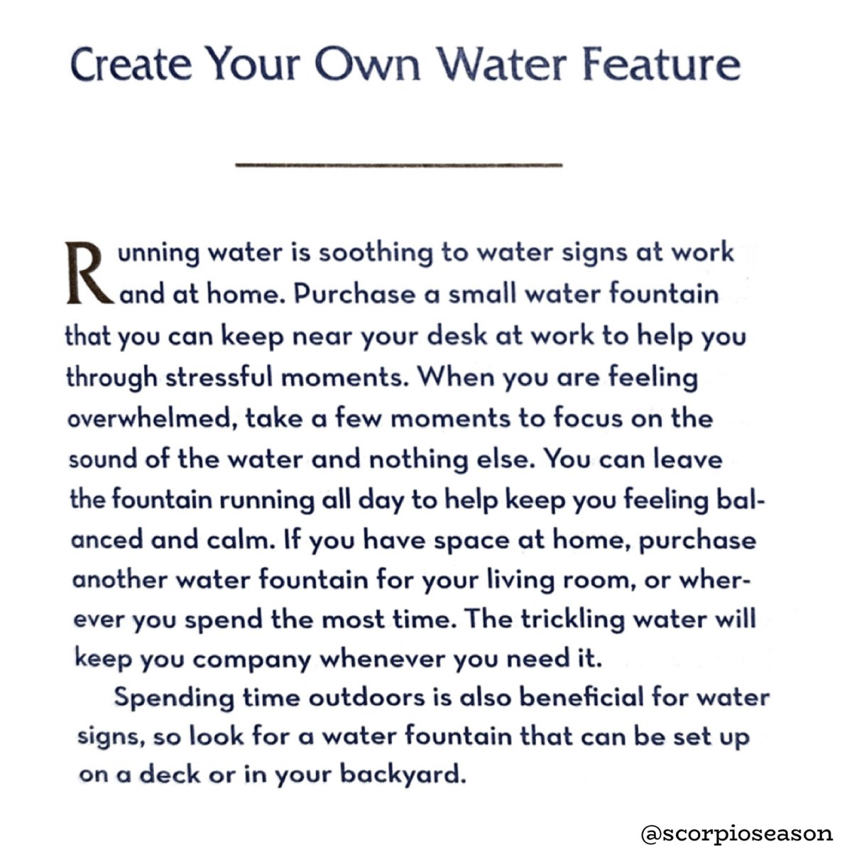 Create your own water feature this #WellnessWednesday #ScorpioSelfCare #Scorpioseason #TeamScorpio