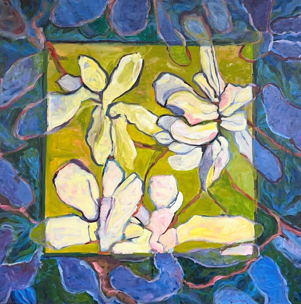 'magnolia blooms that are intoxicating during the warm sun filled days and at night,' 30'x30' oil. Artist: Betsy Krebs, Chestertown, NY. betsykrebs.com. Artwork of the Week ( #ncprartwork ) is supported by Downtown Artist Cellar: downtownartistcellar.com