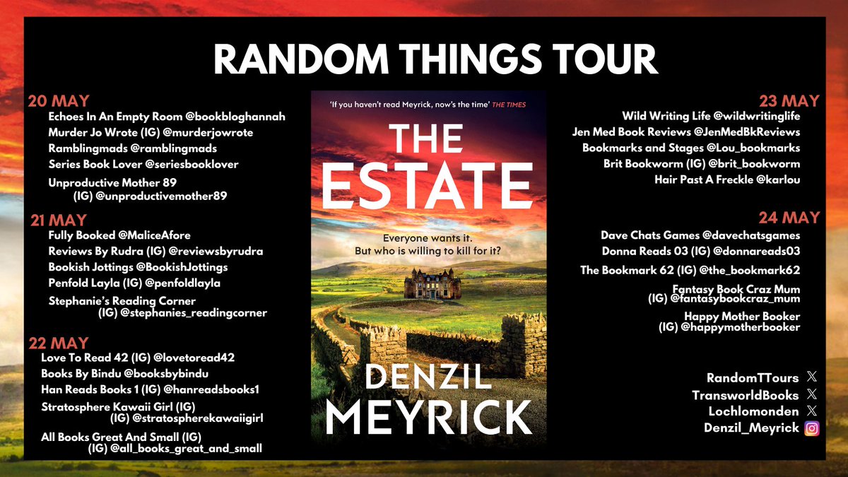 Delighted to organise this #RandomThingsTours Blog Tour for #TheEstate by @Lochlomonden with @TransworldBooks Begins 20 May @ramblingmads @seriesbooklover