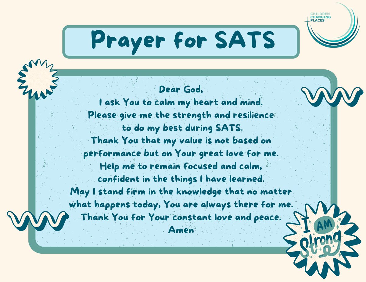 We are praying for Year 6 pupils & staff this week going into their SATS. May they know that God is with them and they can trust in Him. #BeyondY6 #SATS @ManchesterCWO @DbeManchester @DioManchester