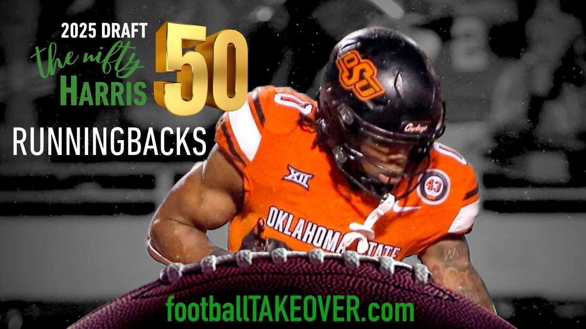 If the 2024 NFL Draft class of RBs left you wanting more, fret not...this 2025 Class is STELLAR, led by the best RB to come out of @CowboyFB since Barry & Thurman.

Check out footballtakeover.com for my Nifty Harris 50 RB breakdown, headlined by Ollie G!