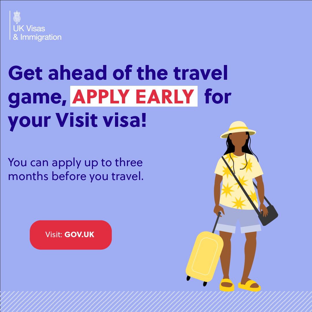 Apply early, explore more! You can apply up to 3 months before you travel. Apply for your UK visa at gov.uk/standard-visit… #UKVisitVisa