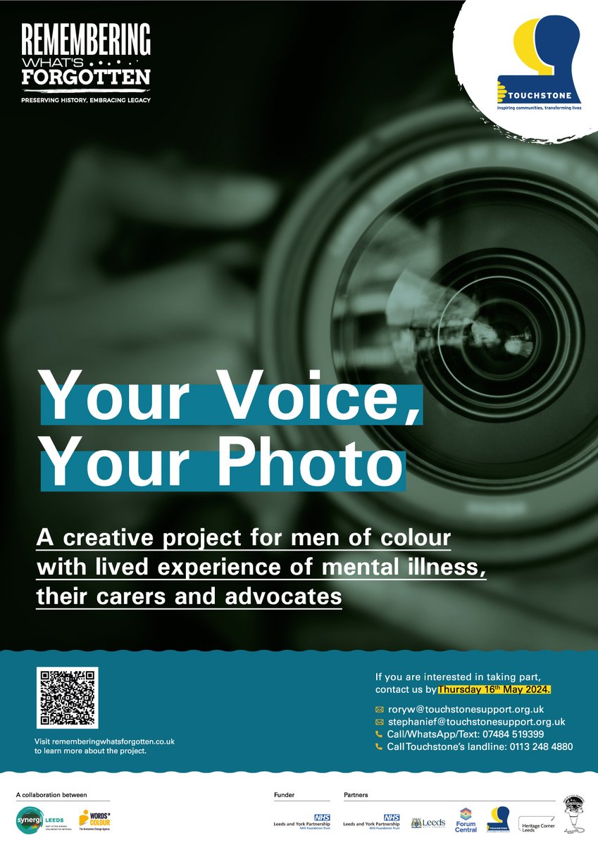 SYNERGI Leeds (@leedssynergi) on Twitter photo #YourVoiceYourPhoto, a new #photovoice project by us, @wordofcolour and <a href="/Touchstone_Spt/">Touchstone</a>, is looking for 10 men of colour with lived experience, #carers + #mentalhealth advocates, to amplify their voices through their own lens. bit.ly/3JQrXqn #YourVoiceYourPhoto, a new #photovoice project by us, @wordofcolour and <a href="/Touchstone_Spt/">Touchstone</a>, is looking for 10 men of colour with lived experience, #carers + #mentalhealth advocates, to amplify their voices through their own lens. bit.ly/3JQrXqn