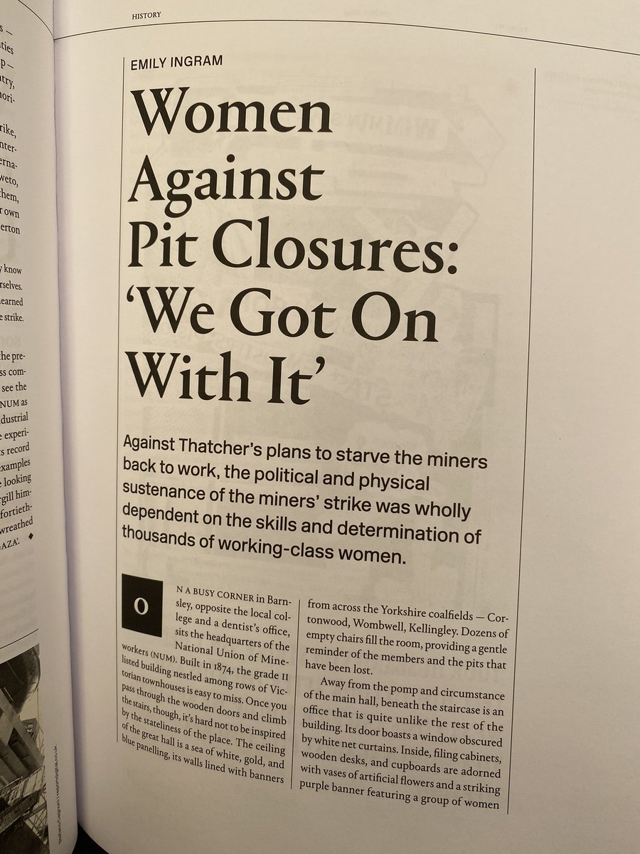 got my issue of @tribunemagazine today. love this article about the role women played in the miner’s strikes, something Im really glad is starting to get the attention it deserves.