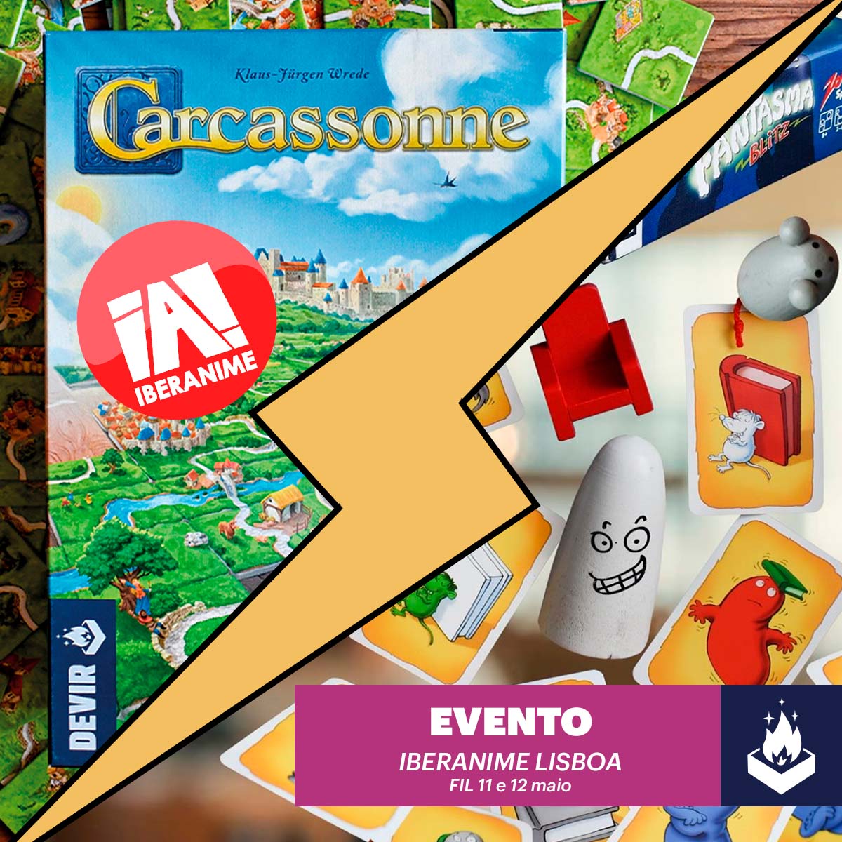 Este Sábado e Domingo visita-nos no IberAnime Lisboa, na FIL, Parque das Nações. Além de uma enorme zona de demonstração de jogos de tabuleiro e cartas colecionáveis, teremos dois desafios arrojados que não irás querer perder...😎 devir.pt/carcassonne-bi… devir.pt/fantasma-blitz