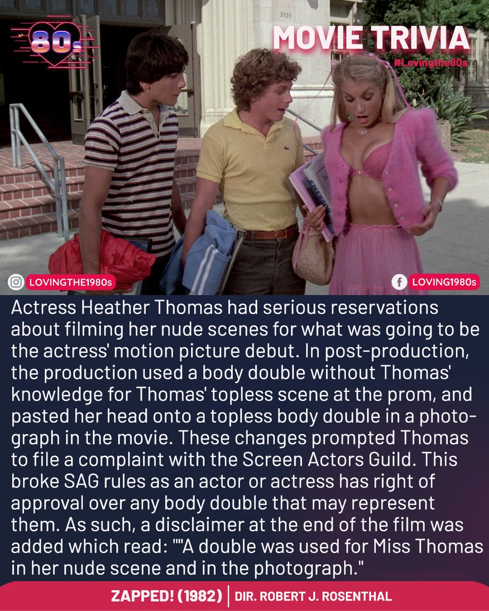 Movie trivia: Zapped! (1982) #Lovingthe80s #HeatherThomas #Zapped