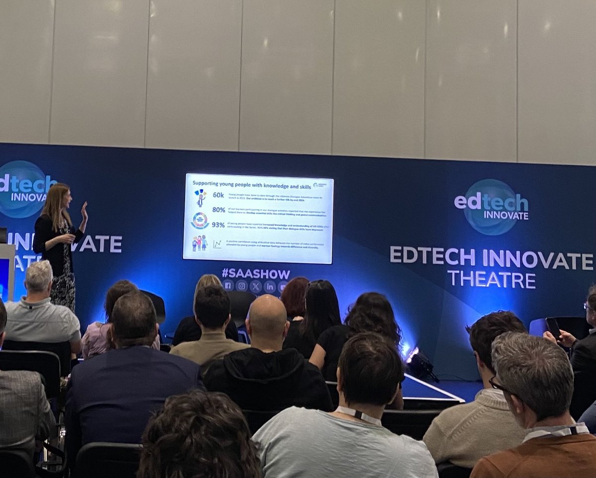 Our Director, @LSHayter, had a fantastic time delivering a keynote at the #SAASHOW! 🎤

Thanks for having us and letting us share how dialogue pedagogy and skills are empowering young people worldwide as active global citizens and preparing them for the #future.

@EdTech_Summit…