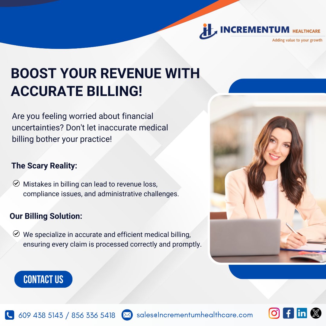 Maximize your earnings effortlessly! Our specialized medical billing services guarantee precision and speed, ensuring every claim enhances your revenue with accuracy.

Contact Us:
lnkd.in/gNQ6dk8U

#MedicalBilling #RevenueGrowth #PrecisionBilling #IHC #healthcare #rcm
