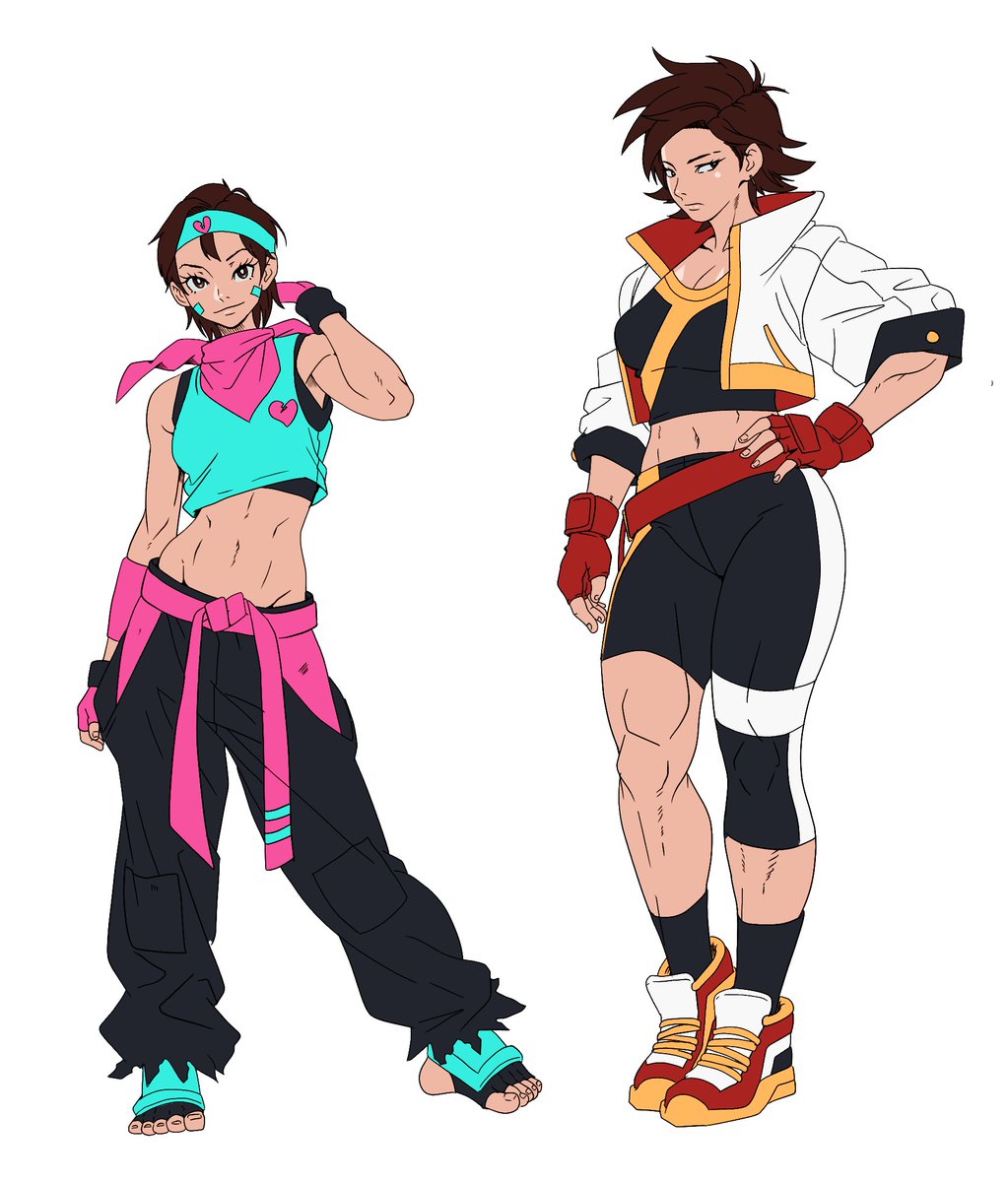 Some New character Designs. Siblings Hana and Kana Suzaki. #Artwork #Fighters #femaleoc #illustration #