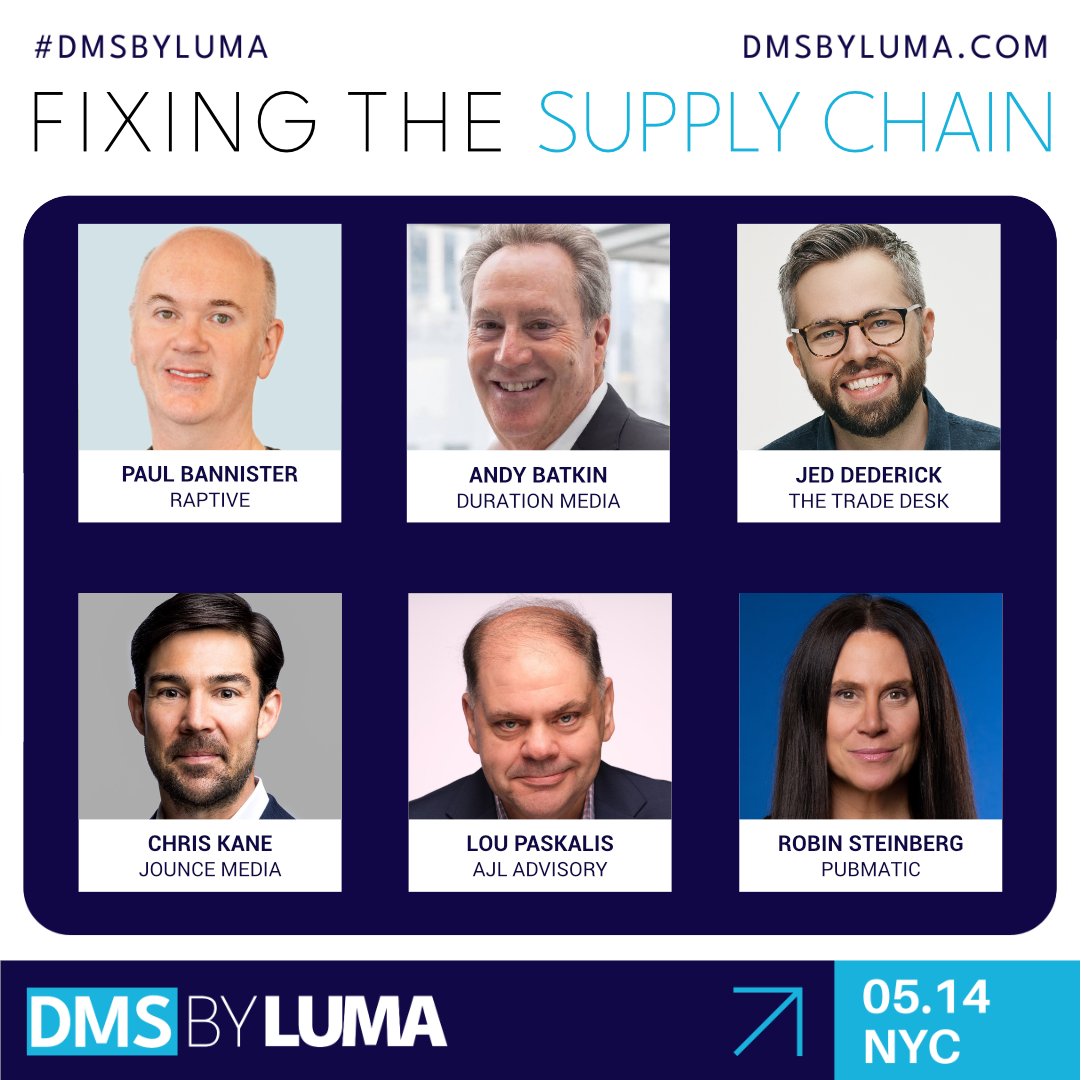 LUMA Partners (@luma_partners) on Twitter photo The ad tech supply chain has become inefficient. DMS leaders (<a href="/weareraptive/">Raptive</a>, <a href="/DurationMedia/">Duration Media</a>, <a href="/TheTradeDesk/">The Trade Desk</a>, @JounceMedia, @loupas, <a href="/PubMatic/">PubMatic</a>) will address making programmatic ad buying more accountable and less commoditized for publishers. bit.ly/dmsbylumasummit #dmsbyluma The ad tech supply chain has become inefficient. DMS leaders (<a href="/weareraptive/">Raptive</a>, <a href="/DurationMedia/">Duration Media</a>, <a href="/TheTradeDesk/">The Trade Desk</a>, @JounceMedia, @loupas, <a href="/PubMatic/">PubMatic</a>) will address making programmatic ad buying more accountable and less commoditized for publishers. bit.ly/dmsbylumasummit #dmsbyluma
