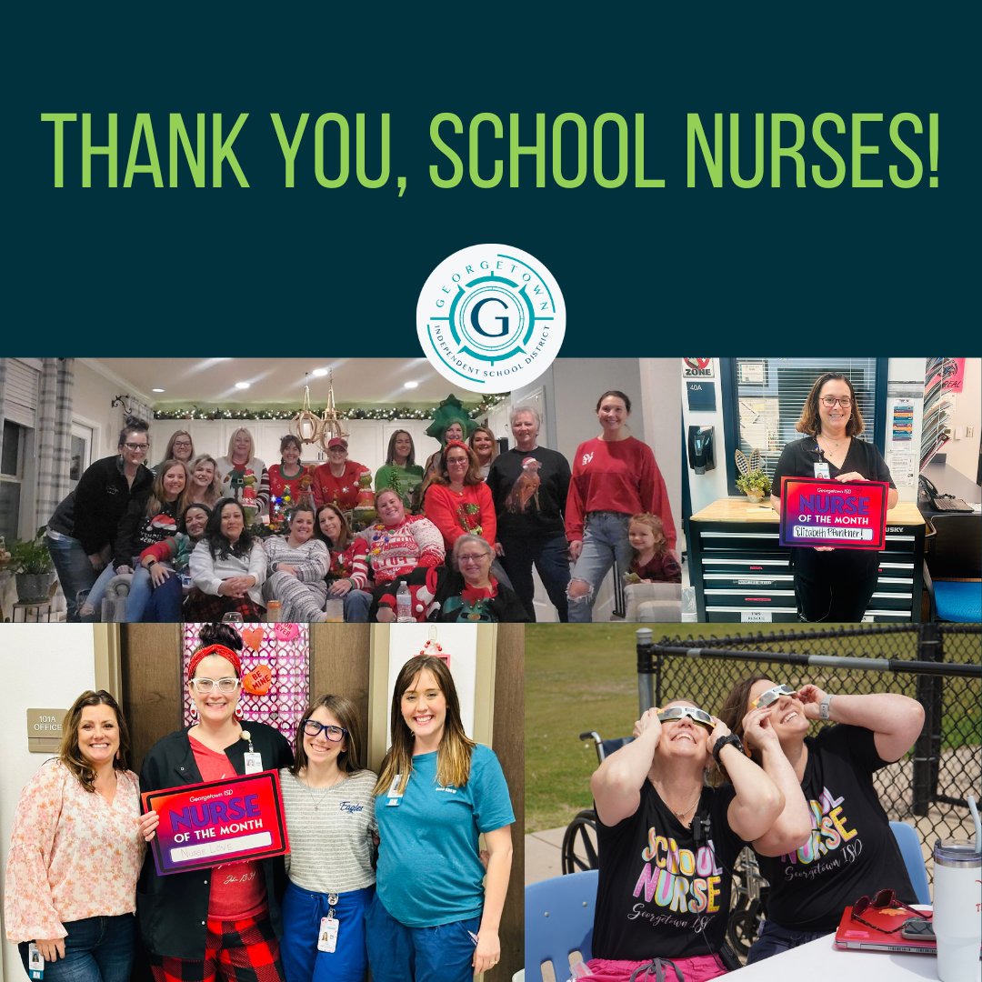 Happy School Nurse Day! Thank you for your constant care, compassion and hard work. You are vital to the health and safety of students. And, you make them smile! 😁 @Nurses_of_GISD #ThankYouNurses #GTownLovesEducators