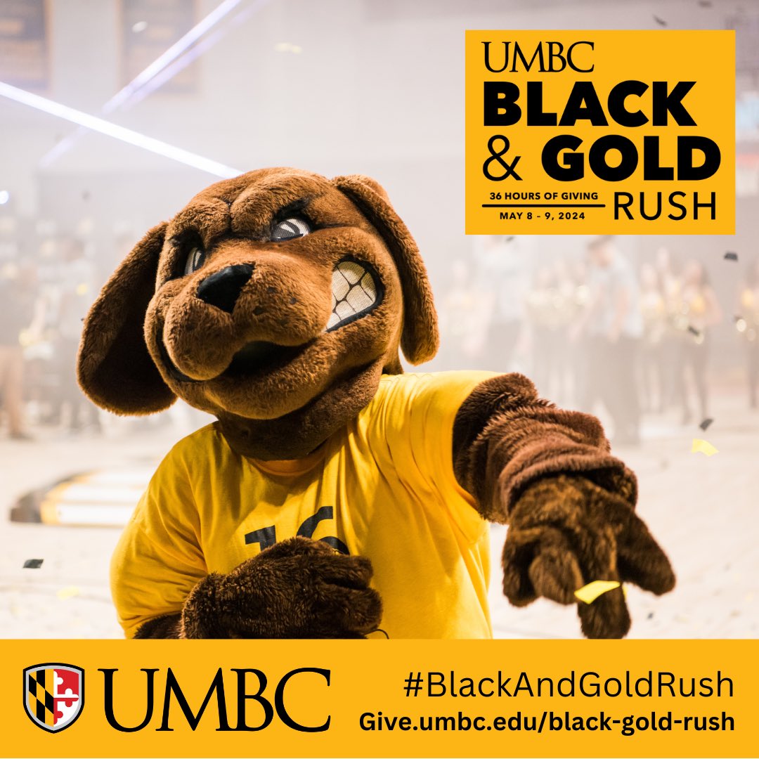 #BlackAndGoldRush is here! Support your favorite team and the Department of Athletics when you make a gift today. #BlackAndGoldRush is an inspiring example of what our UMBC community can do together.   Make your gift here  give.umbc.edu/black-gold-rush