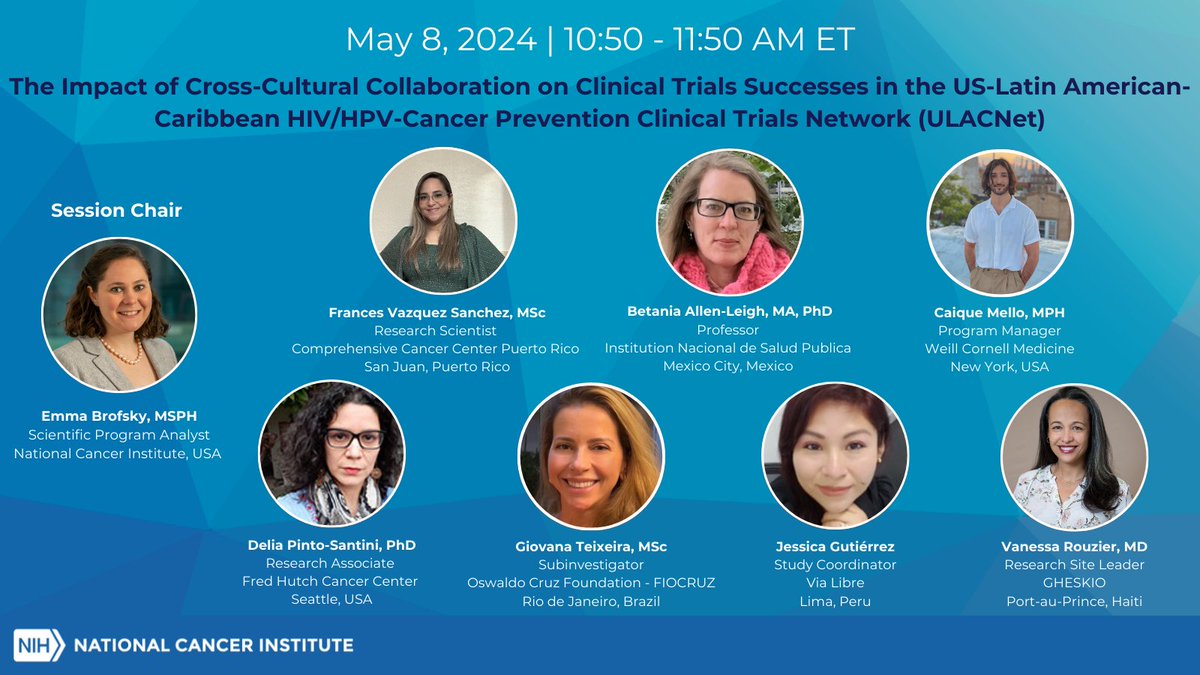 Up next for Day 3 of #ASGCR24, 'The Impact of Cross-Cultural Collaboration on Clinical Trials Successes in the US-Latin American-Caribbean HIV/HPV-Prevention Clinical Trials Network.' Highlighting the challenges and lessons learned from this global partnership.