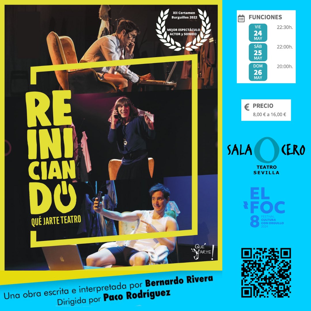 En unos días estaremos en <a href="/salaceroteatro/">Sala Cero Teatro</a> participando con Reiniciando dentro del <a href="/CulturaOrgullo/">El FOC Cultura con Orgullo</a> de Sevilla 
3 únicas funciones - Del 24 al 26 de mayo

Entradas salacero.com/reiniciando/

#reiniciando #bernardorivera #salacero