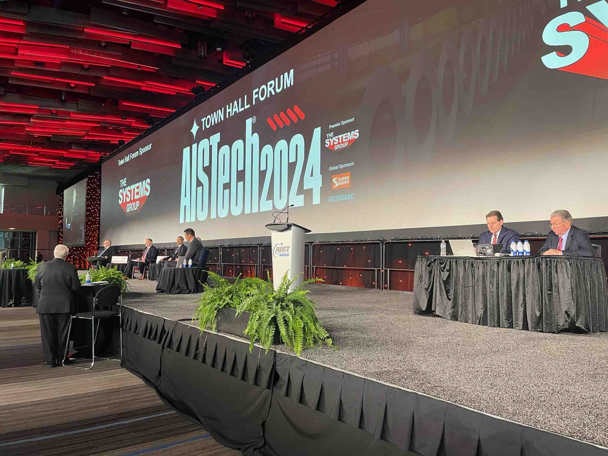 It’s Town Hall Forum time! 5 steel industry leaders have taken the stage and are ready to discuss this year’s theme, Steel 2024: Sustainable Optimism. Join us in the Batelle Ballroom or catch the debate live online at vimeo.com/event/4223779/… #AISTech2024