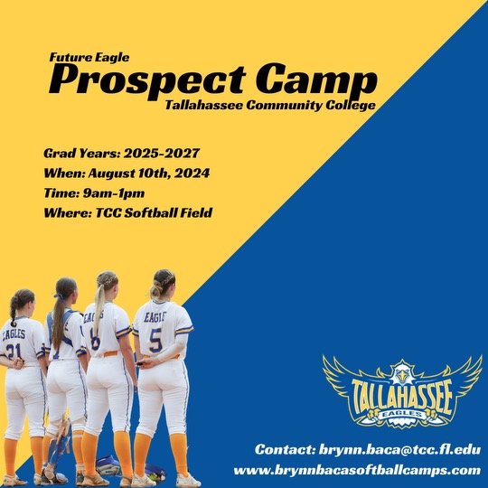 Summer is here and so is our Prospect Camp! Grad years 2025-2027 Contact Coach Baca for any questions brynn.baca@tcc.fl.edu brynnbacasoftballcamps.com #soarabove #leavealegacy