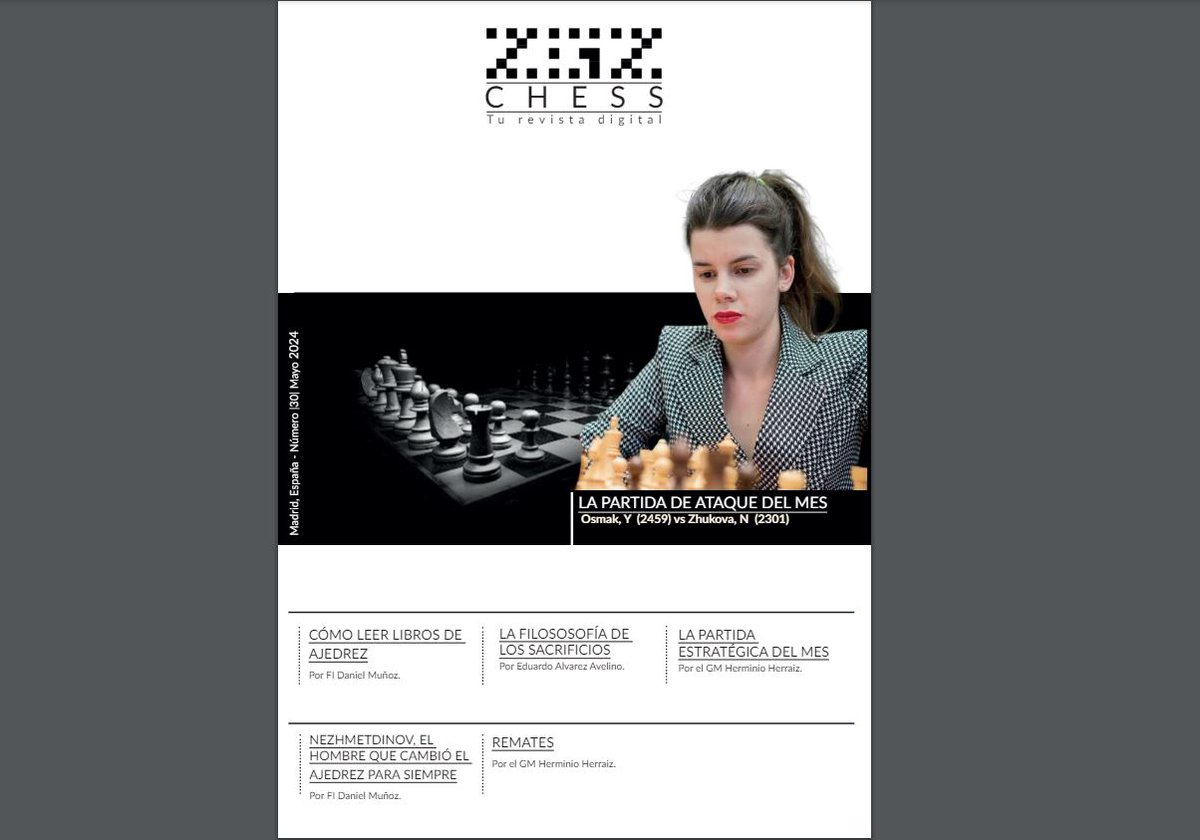 TheZugzwangBlog's tweet photo. 👀 ¿Quieres leer sobre ajedrez?  Solo tienes que dejarnos tu email aquí y te enviamos nuestra revista GRATIS. Además, este mes con dos regalos adicionales.  https://t.co/7CkVCeMmIL ¡Date prisa, que se acaba el tiempo!  Esta es la portada de nuestro número de Mayo ♟️ https://t.co/e4mg2XmoXA