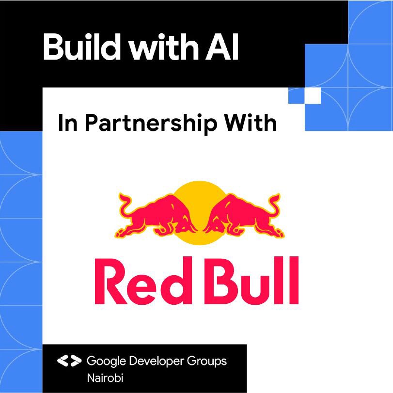 Excited to announce @redbull as an official partner for the upcoming @gdgnairobi #BuildWithAI Hackathon! Participants can recharge with an energy boost from Red Bull and learn more about Red Bull Basement Challenge. Let's activate turbo mode 💪🏾@googledevs @gemini #redbull