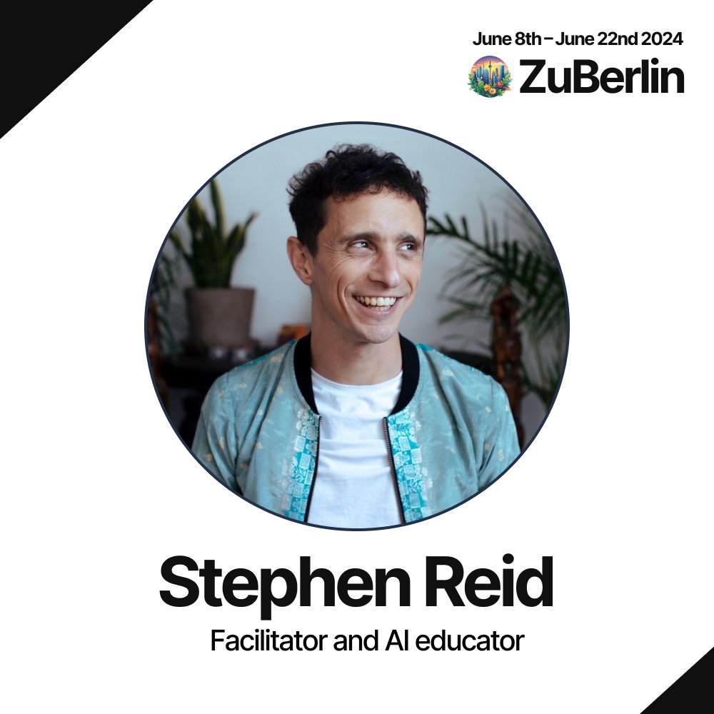Apart from delving deep into the technical side, we'll also have speakers & participants who bridge both worlds, such as @stephenreid_net, Facilitator and AI educator! 🤗 🌱

🧘‍♀️ He'll conduct guided meditations & sessions on metamodernism, diving deeper into applied philosophical