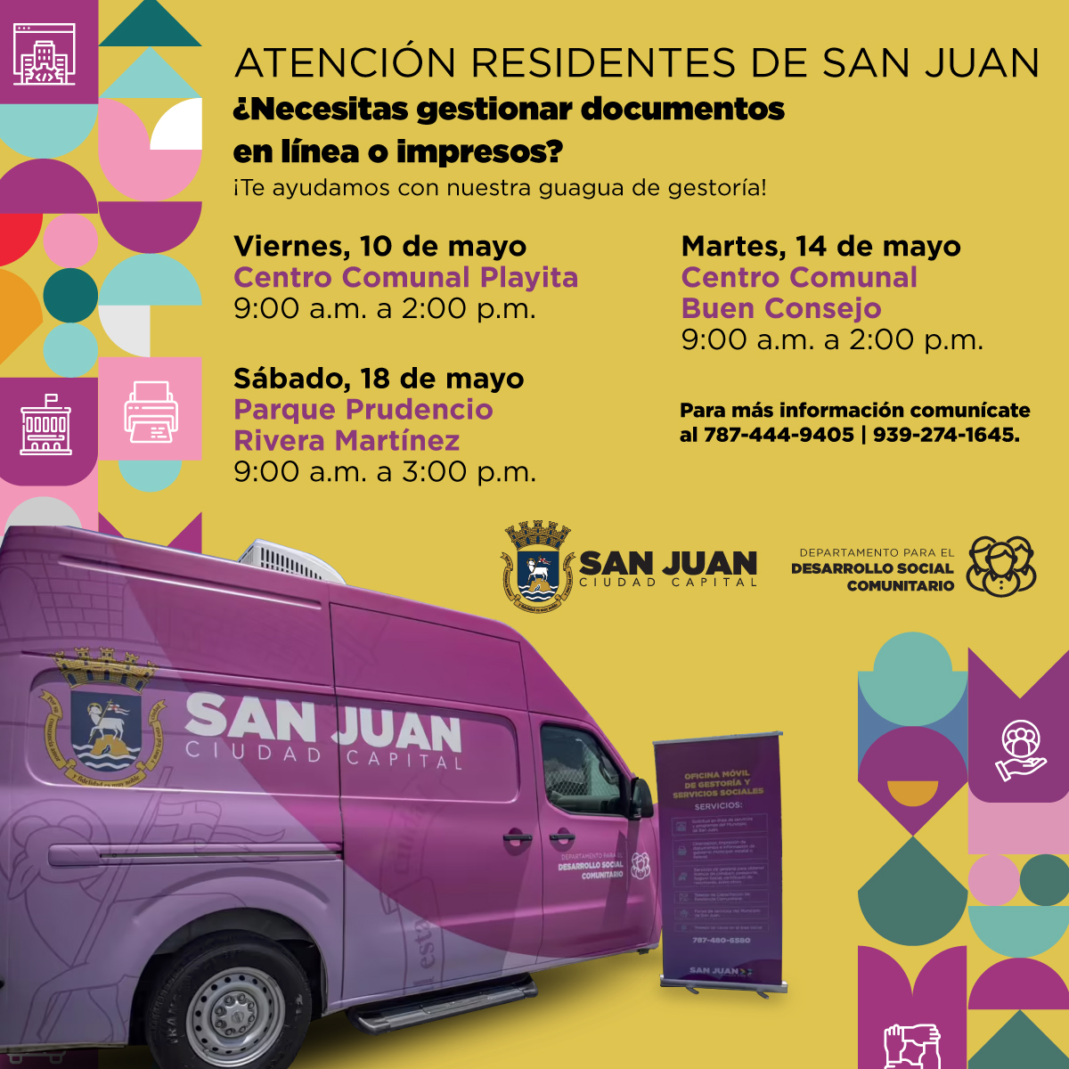 ¡Conoce dónde estará nuestra guagua de servicios este mes de mayo! #SanJuan #CiudadCapitalPR