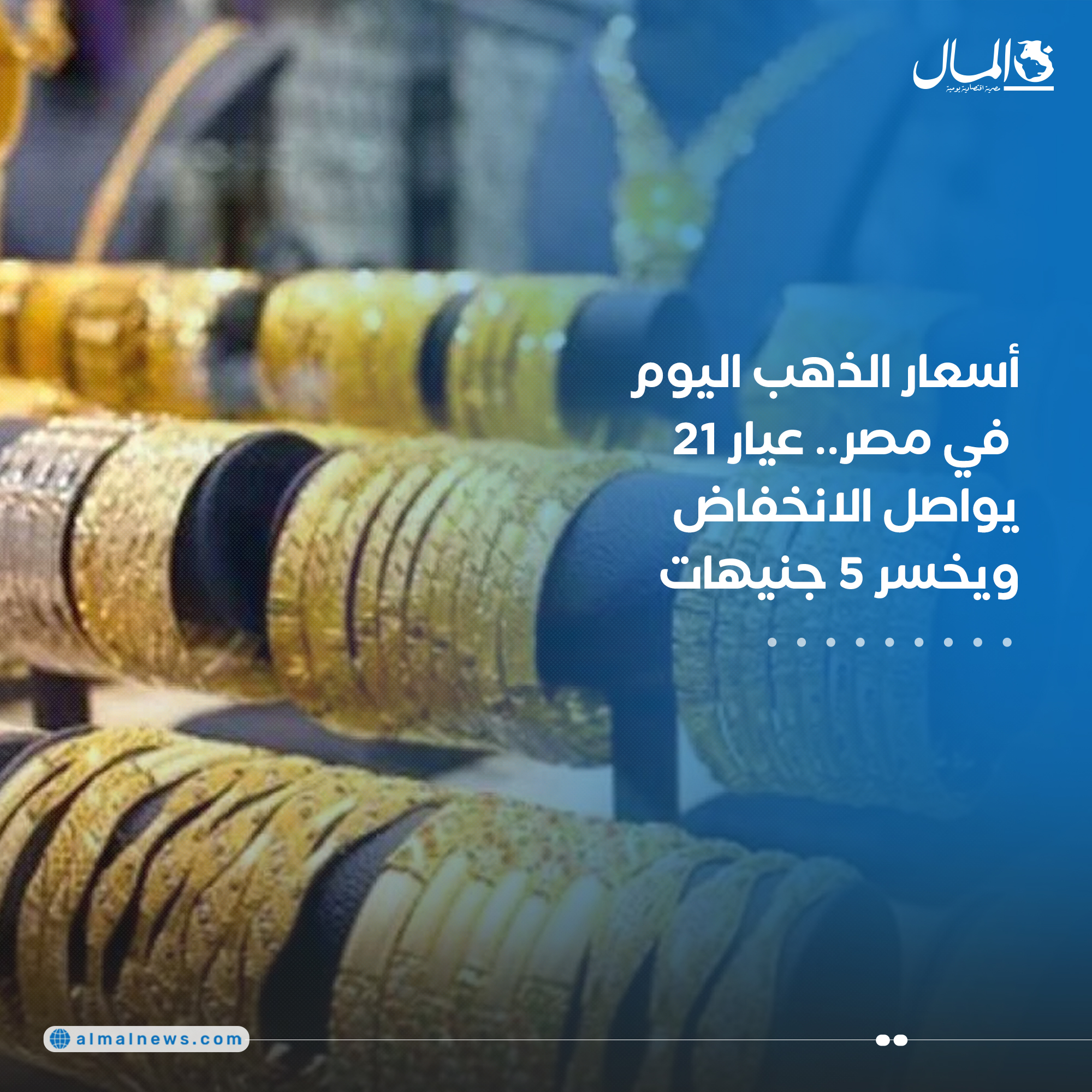 أسعار الذهب اليوم في مصر.. عيار 21 يواصل الانخفاض ويخسر 5 جنيهات. 