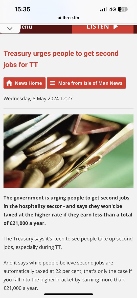 'Here lads make sure you get a second job over TT so you can help us fill our pockets. But don't worry we won't force you onto a higher tax bracket if you don't earn over £21,000 with your TWO FUCKING JOBS' Jesus...H....fucking....Christ. Freedom to Flourish? Fuck off.