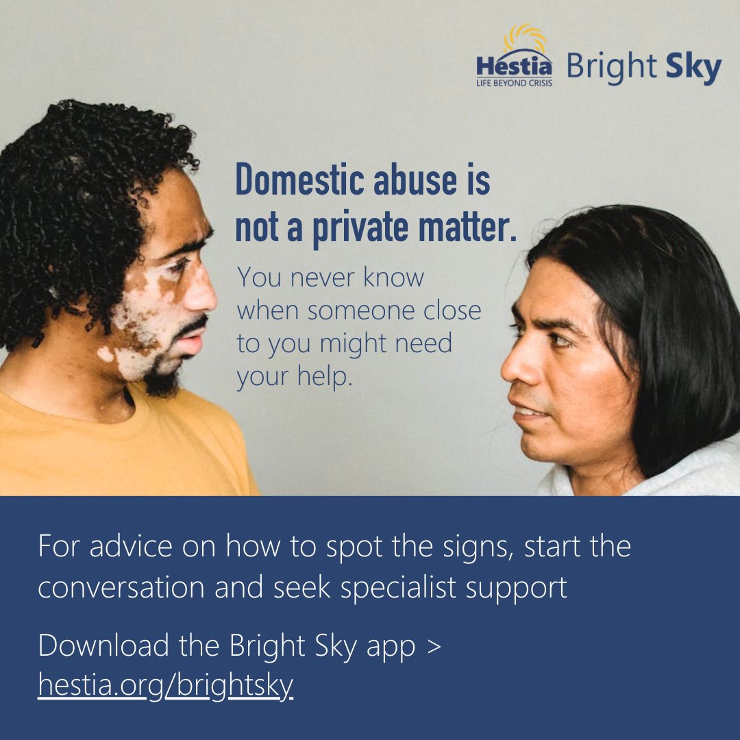 👭 Would you know what to do if you suspected a friend or family member was experiencing #DomesticAbuse? 📲 Download the #BrightSky app for help with recognising the signs bit.ly/40vbLB4