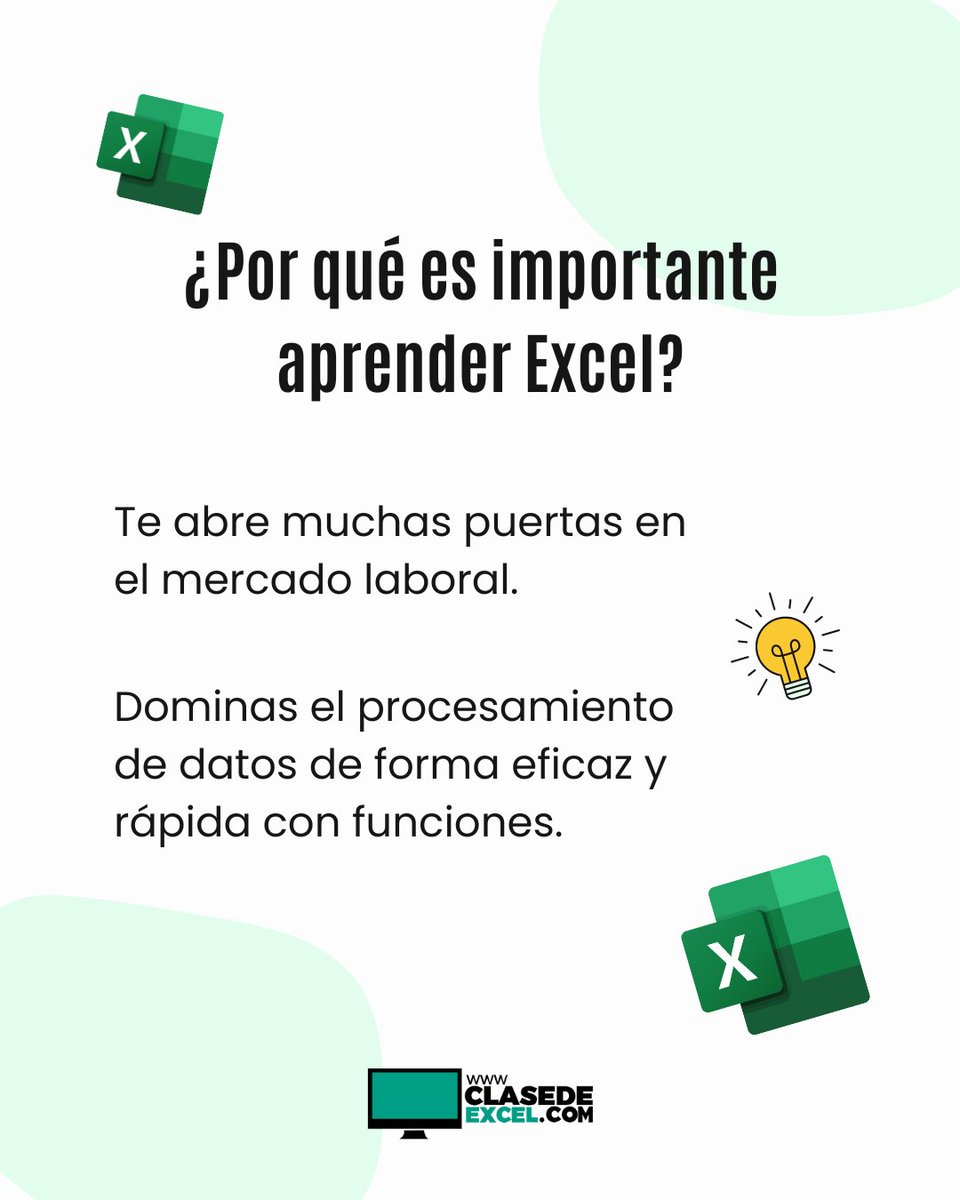 clasedeexcel's tweet image. ¿Quieres abrirte camino en el mundo laboral? 💼

¡Domina Excel y desbloquea un mundo de oportunidades! 🤩💯

Con habilidades sólidas en procesamiento de datos, estarás un paso adelante en tu carrera. 🚀💻

#Excel #CarreraProfesional #ProcesamientoDeDatos