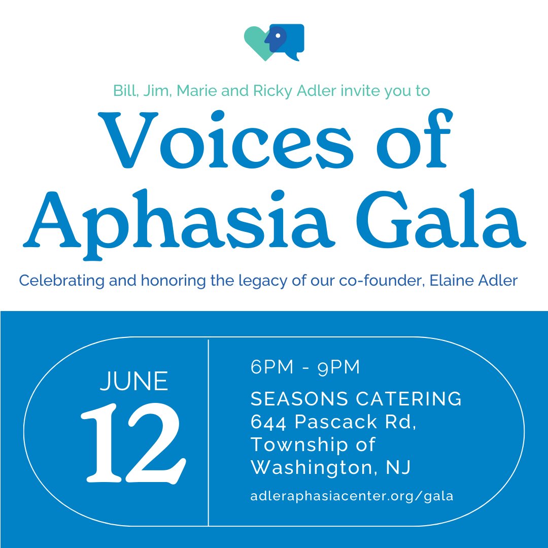 There are only a few weeks left to RSVP to our Voices of Aphasia Gala! Please join us to celebrate the legacy of Elaine Adler. It's going to be a truly fantastic night 💙 adleraphasiacenter.org/gala #aphasia #washingtontownshipnj #njevents #NJCharity #njnonprofit