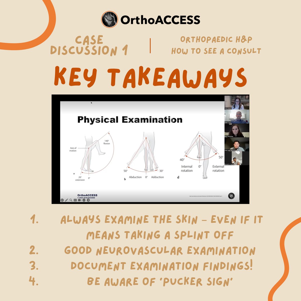 Thank you so much to our excellent moderators and all participants from yesterday's case discussion! Don't forget to fill out the post-discussion survey and join us next week for X-Ray Interpretation. Not yet signed up for OrthoACCESS? Sign up through the link in our bio!