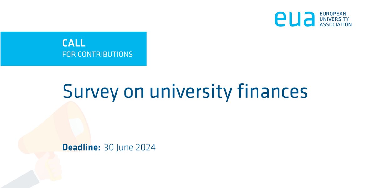 EUA is looking to renew insights into university finances from an institutional perspective, exploring trends, identifying strengths/ weaknesses and deriving recommendations for all stakeholders. 📊 We invite you to take our survey until 30 June: bit.ly/4djB1kZ
