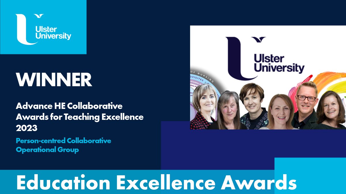 Our final award today is Advance HE Collaborative Award for Teaching Excellence 2023, awarded to the Person-centred Collaborative Operational Group. This team’s impact has influenced the development of person-centred healthcare professionals. #ProudOfUU