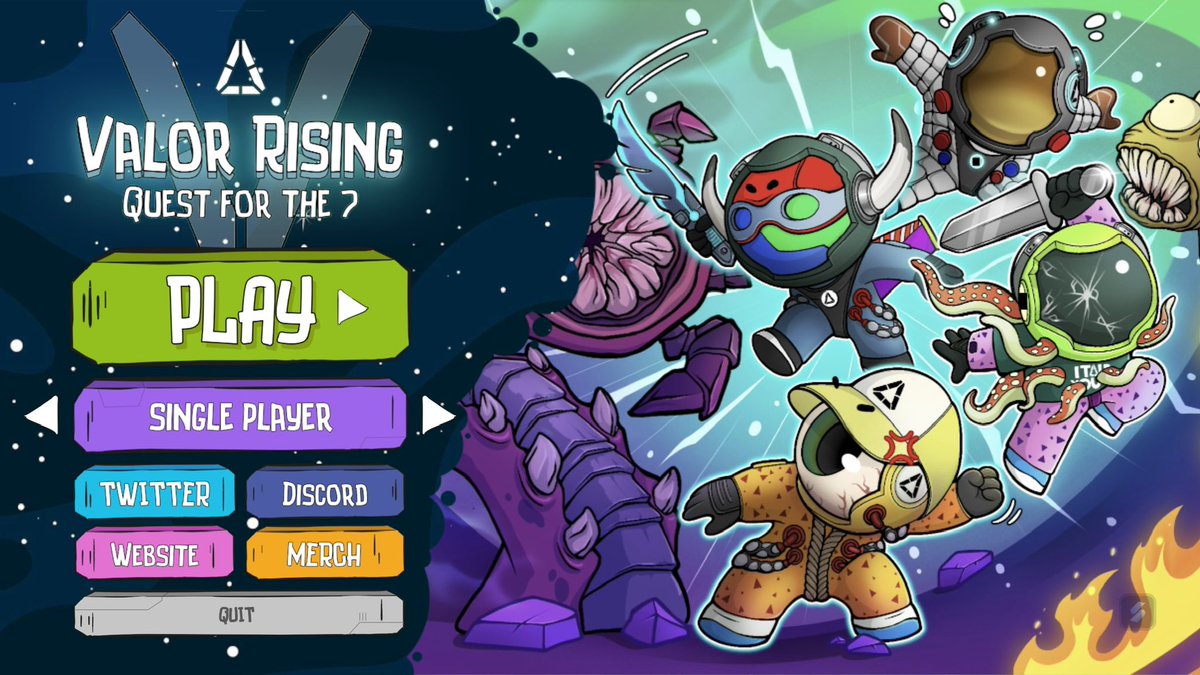 “Valor Rising: Quest for the 7” How many Nauts, weapons and enemies do you recognize from the main menu screen? If you haven’t yet, you can checkout the free to play demo here: mrmanbearpig.itch.io/valor-rising-q…