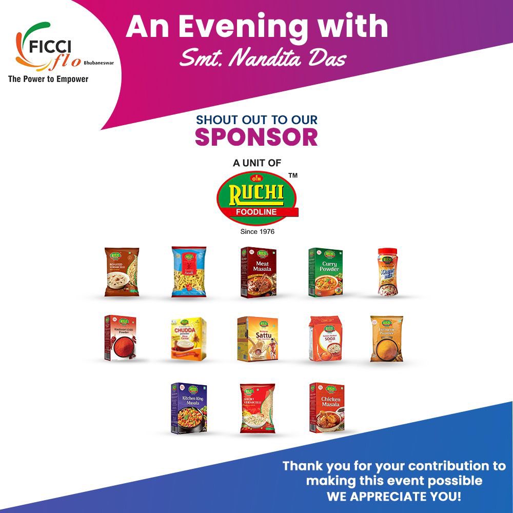 We extend our gratitude to Ruchi Foodline for their invaluable support in making our FICCI Ladies Organisation event, 'An Evening with Nandita Das,' a resounding success!
Your support helped us bring together visionaries like Smt. Nandita Das, fostering inspiration & empowerment.