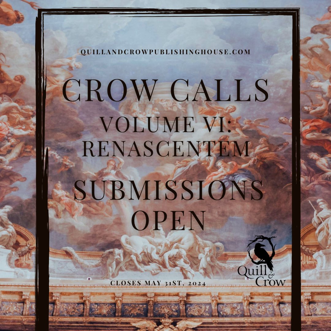 We are pleased to announce submissions are now open for our sixth Crow Calls collection, a collection honoring the spirit of rebelliousness, rebirth, and the artistic unity that helped birth our very publishing house. See comments for submissions details 🖤 #CrowCalls