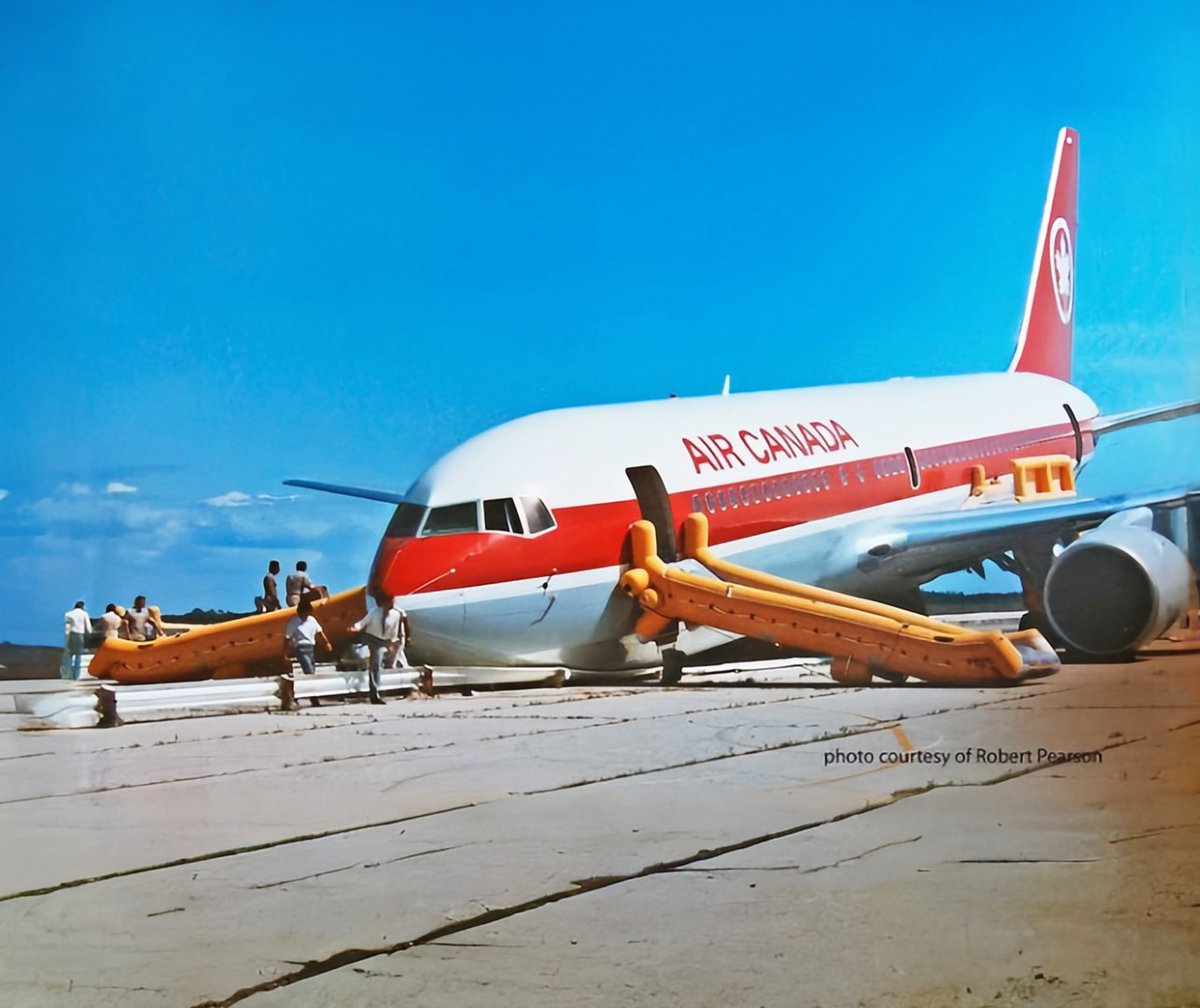 CanuckleGame's tweet photo. Canuckle #724: GLIDE ✈🪂
Air Canada Flight 143, commonly known as the Gimli Glider, was a Canadian scheduled domestic passenger flight between Montreal and Edmonton that ran out of fuel on Saturday, July 23, 1983. The flight crew successfully glided the Boeing 767 to an emergency landing at a former Royal Canadian Air Force base in Gimli, Manitoba, which had been converted to a racetrack, Gimli Motorsports Park. It resulted in no serious injuries to passengers or persons on the ground, and only minor damage to the aircraft. This unusual aviation incident earned the aircraft the nickname "Gimli Glider." Learn more here: https://t.co/vXvVzluy0V