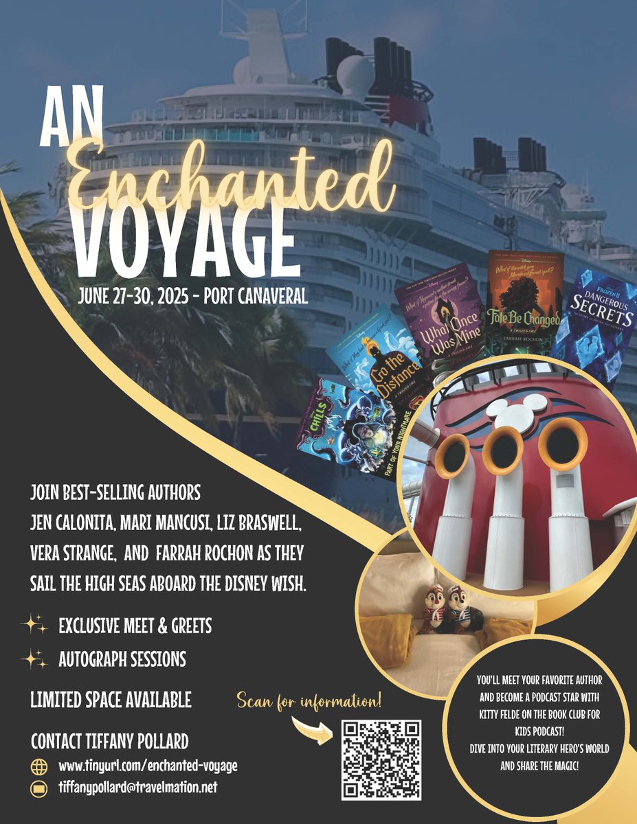 Who wants to set sail with some Disney authors? Join myself, @marimancusi, @FarrahRochon, @jenniferbrody & @LizBraswell on the Disney Wish June '25. If you book early, you'll be entered to win a Disney Giftcard. Details can be found here: traveljoy.com/bookings/UA26J…