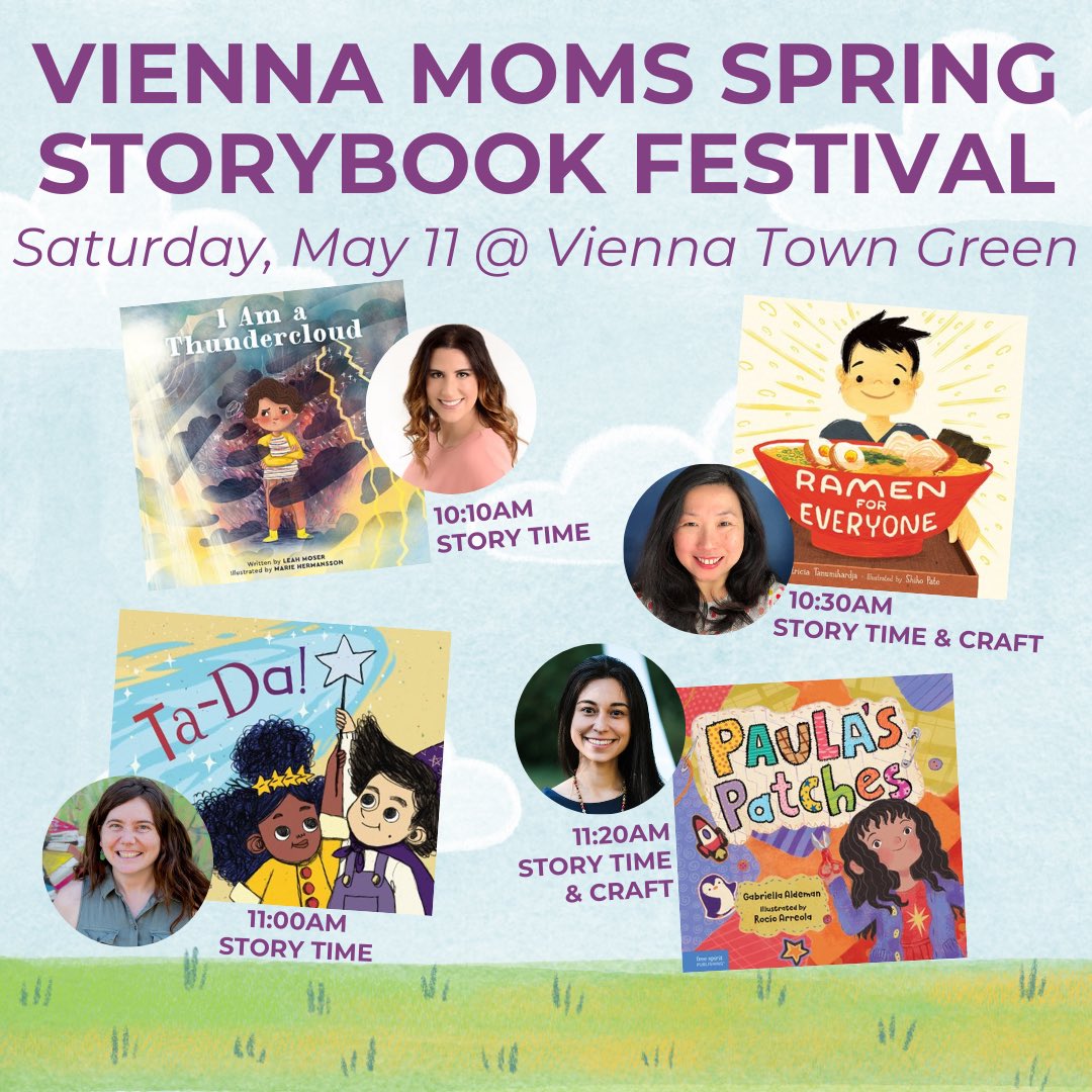 📚It’s a storybook festival! Come celebrate with @LeahMoserWrites , @ediblewords, @KathyEllenDavis, and me this Saturday at the Vienna Town Green. Stop in for just one or all of our story times. Books will be available for purchase @BardsAlley. See you there! @FreeSpiritBooks