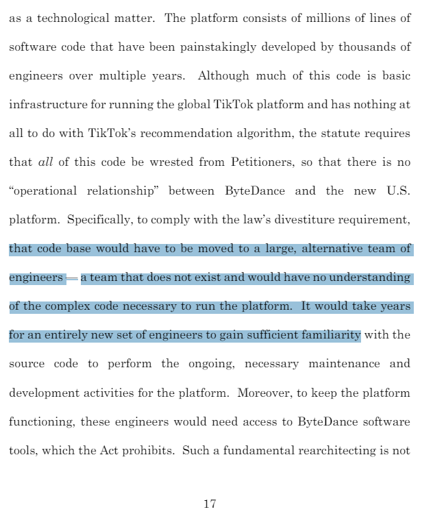 TikTok's legal filing gives away the game in several ways. 1. Despite claiming independence from Beijing, TikTok now concedes that it is the CCP (not TikTok) that controls the fate of its algorithm and foreign commercial transactions. 2. Despite claiming for years that TikTok's…