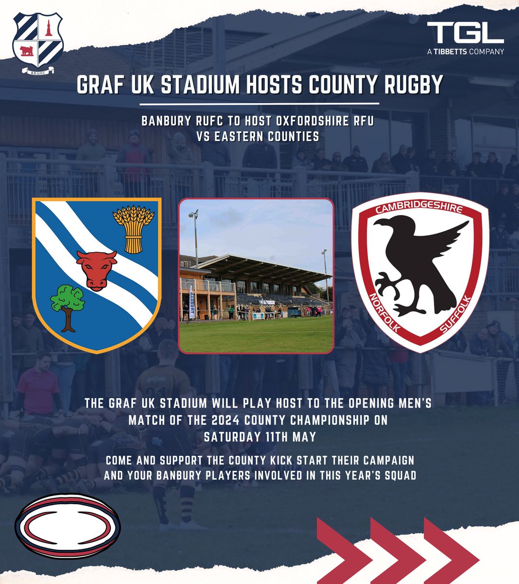 𝗚𝗥𝗔𝗙 𝗨𝗞 𝗦𝗧𝗔𝗗𝗜𝗨𝗠 𝗛𝗢𝗦𝗧𝗦 𝗖𝗢𝗨𝗡𝗧𝗬 𝗥𝗨𝗚𝗕𝗬 🏟️ The @GrafUKLtd Stadium will play host to Oxfordshire RFU this weekend on Saturday 11th May. The men’s squad will face Eastern Counties at 3:00PM banburyrufc.com/news/graf-uk-s… #BanburyRUFC #Rugby #Bulls 🐂