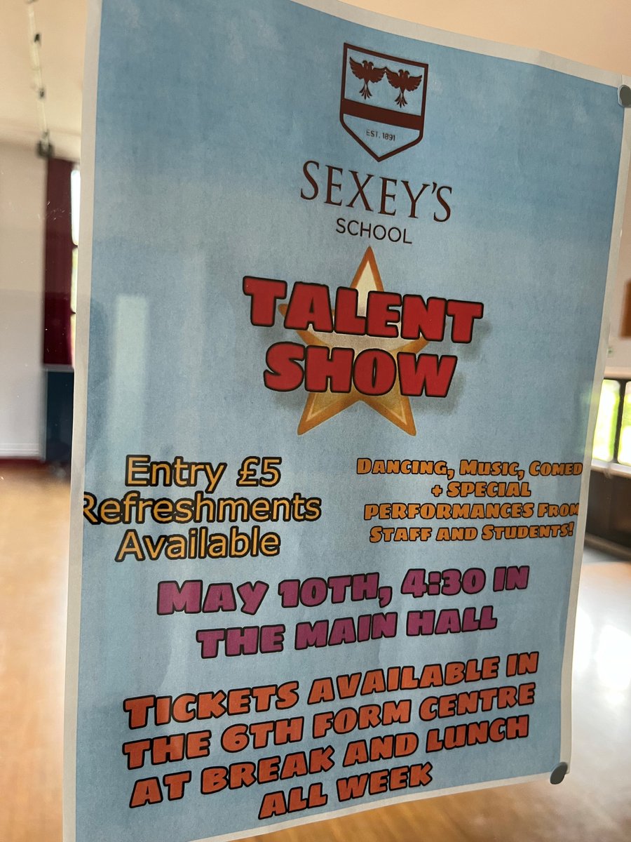 Sexey's School Talent Show this Friday *Dancing, Music, Comedy and Special Performances from Staff and Students* Tickets £5 each available from the Sixth Form Centre at break and lunch. Remaining tickets available on the door but places are limited so advance booking is advised.