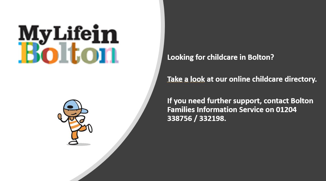 Do you need childcare in #Bolton but don't know where to start looking? Our online #childcare directory has details of childcare providers - including nurseries, childminders and out of school clubs. bit.ly/3hgbYDo